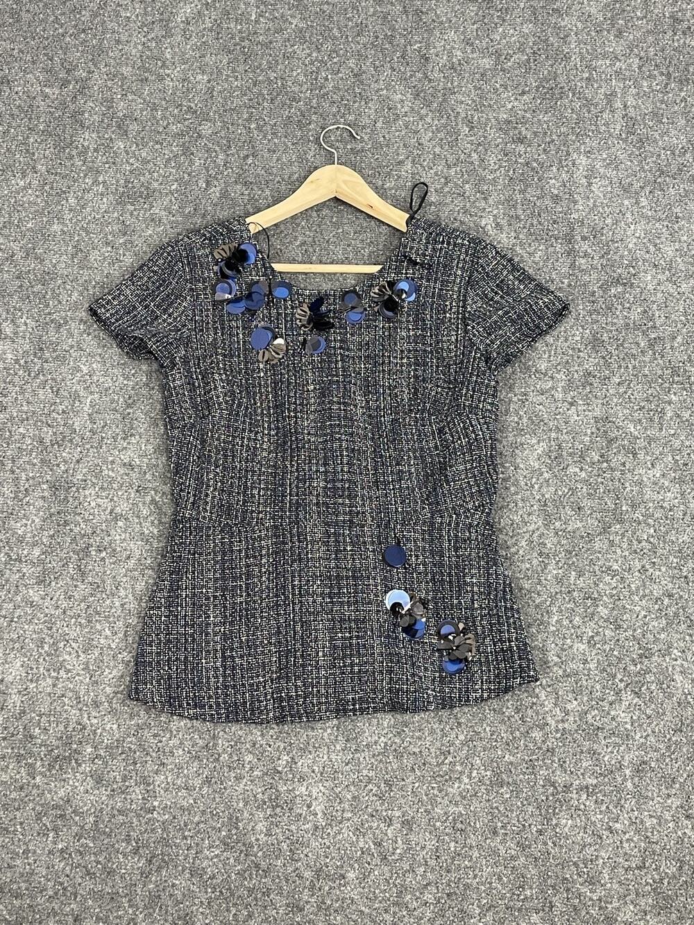 Banana Republic Blouse Women’s 6 Beaded Thick Shirt Top Tunic Blue N270